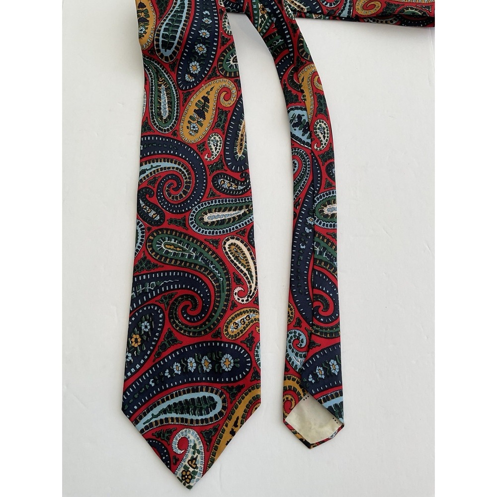 Vintage Liberty of London Burdines Red Blue Green Yellow Paisley Silk Tie